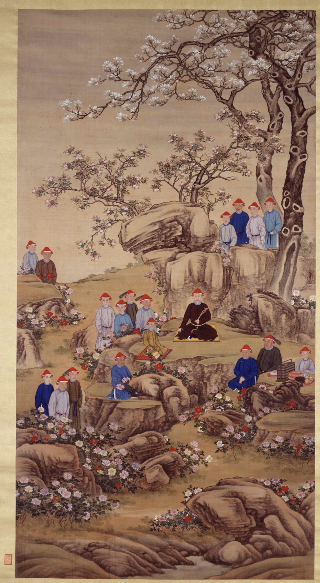 清雍正（1723–1735 年）：雍正帝牡丹台观花行乐图 