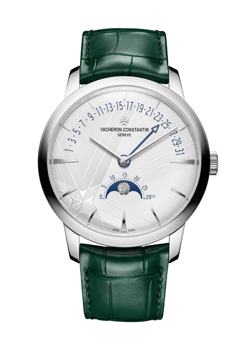 Vacheron Constantin Patrimony Moon Phase Retrograde Date,錶殼:42.5mm白金 / 機芯:2460 R31L/270自動 / 限量:各270枚 / 售價:$421,000。 Vacheron Constantin Patrimony Moon Phase Retrograde Date,錶殼:42.5mm白金 / 機芯:2460 R31L/270自動 / 限量:各270枚 / 售價:$421,000。