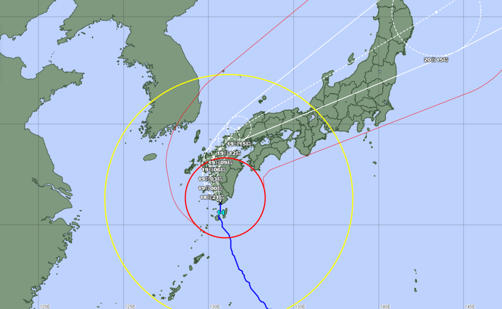 日本氣象廳預測路徑