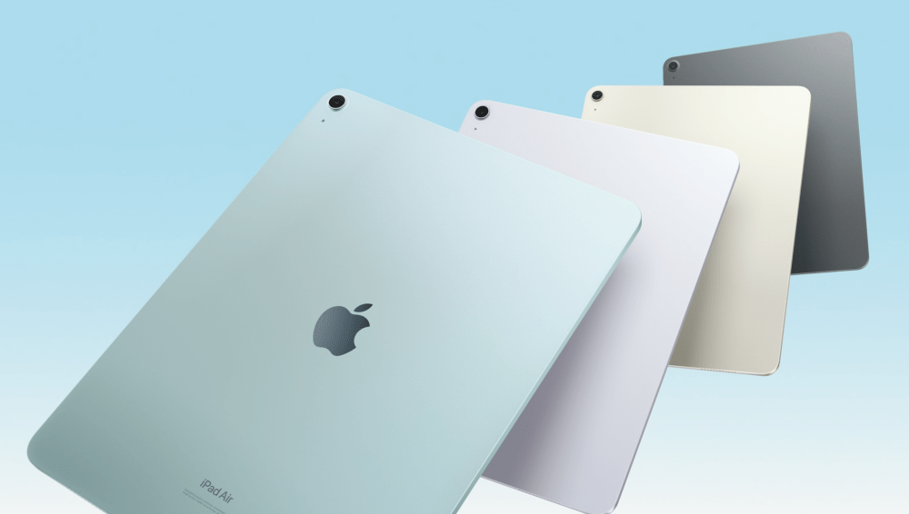 新iPad Air备有太空灰、蓝、紫及星光4种机身颜色选。