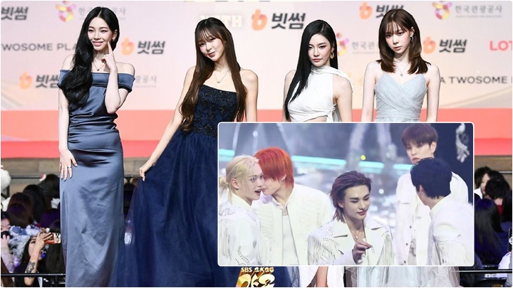 《SBS歌謠大戰》首爾舉行  Winter @aespa行紅地毯被fans杯葛 鉉辰@Stray Kids演出時耳環掉落隊友幫忙搵
