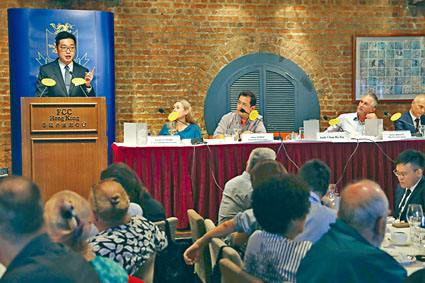 陳浩天本月十四日在外國記者會進行「播獨」演講。