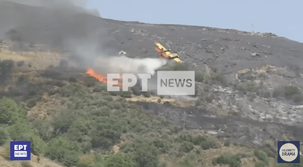 从ERT的即场录影片段见到，飞机最初向山上的野火洒水后右转。