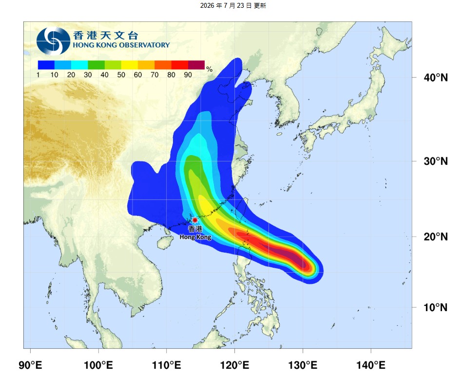 熱帶氣旋路徑圖。天文台圖片 熱帶氣旋路徑圖。天文台圖片
