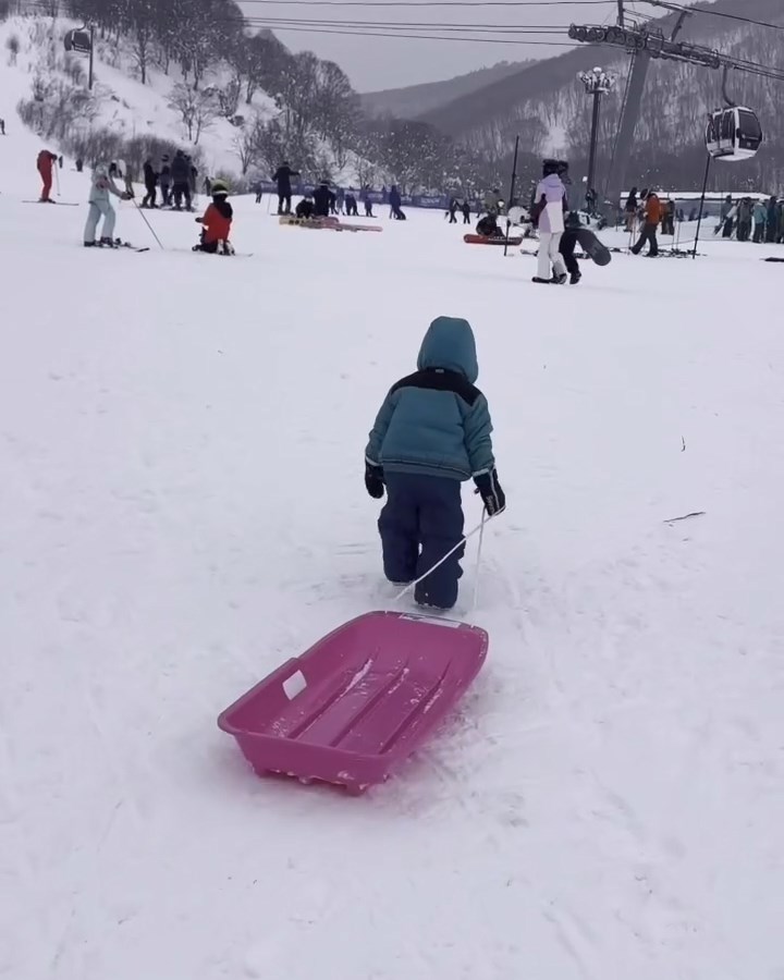 小朋友玩雪玩得好开心。