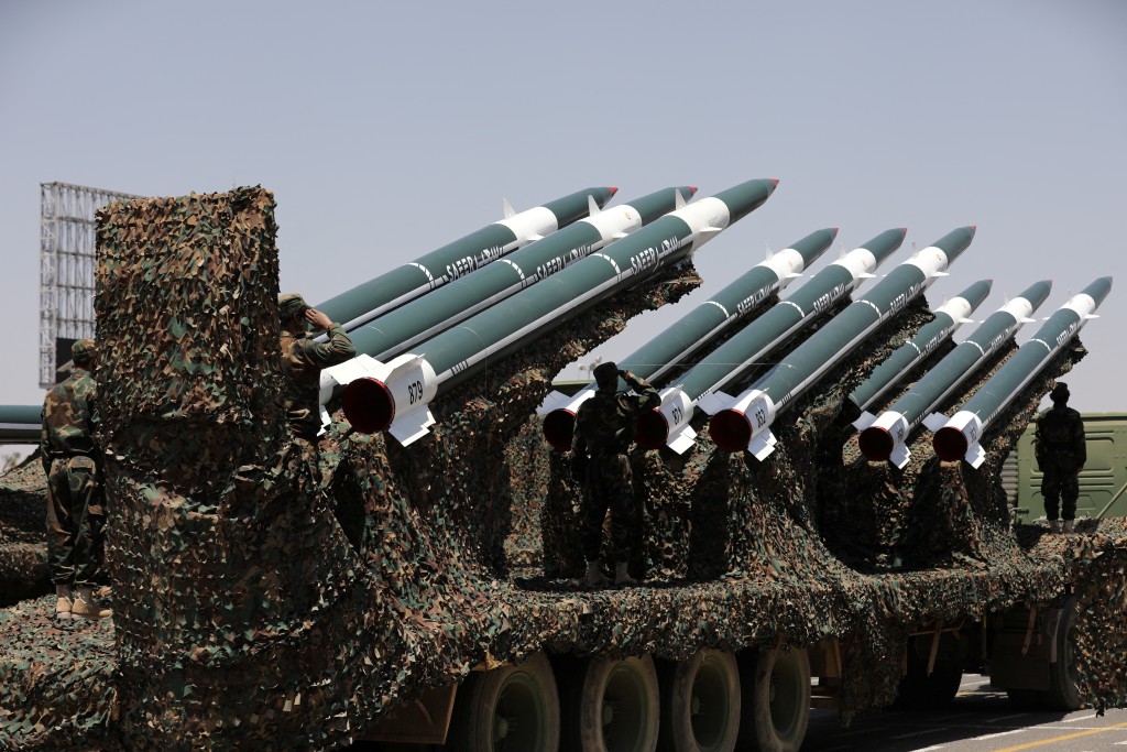 胡塞武装今年9月展示一批导弹。路透社