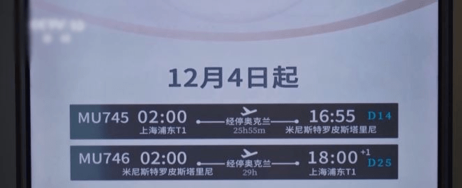 航線全程耗時約25小時。央視截圖