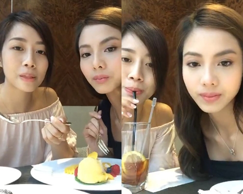 伍乐怡落选后，约埋胡美贻开心食甜品。