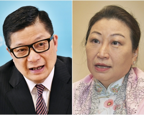律政司司長鄭若驊（右）的最新評分為三司中最低，最受歡迎局長則由保安局局長鄧炳強（左）獲得。資料圖片