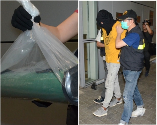 持「行街紙」的41歲非洲裔男子被捕。圖左為案中的電容器。