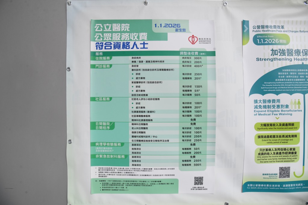 有市民形容院方對減免標準的說明「不清楚」。 有市民形容院方對減免標準的說明「不清楚」。