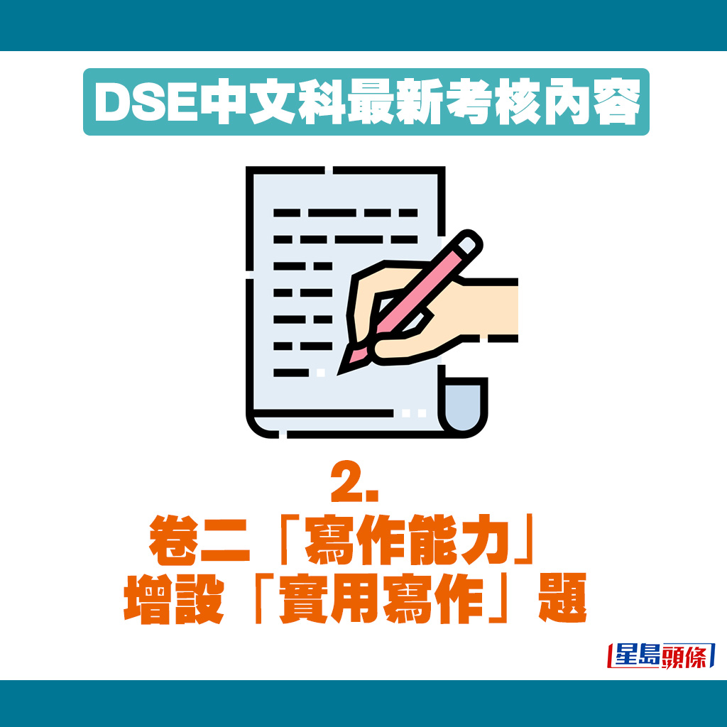 今屆DSE，卷二「寫作能力」增設「實用寫作」題。