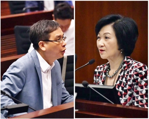 葉劉淑儀(右)擊敗葉建源當選教育事務委員會主席。