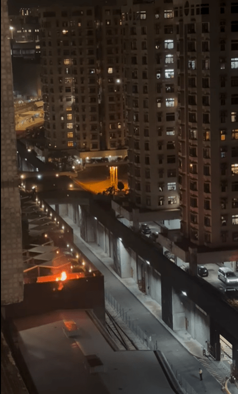 杏花新城商場平台發生火警。網上片段截圖