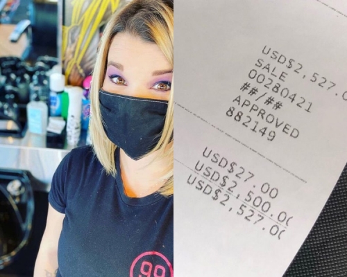 Ilisia Novotny自願加班接待男客人，竟獲得意外驚喜。網圖