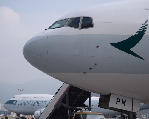 國泰航機因漏水要提早降落。資料圖片