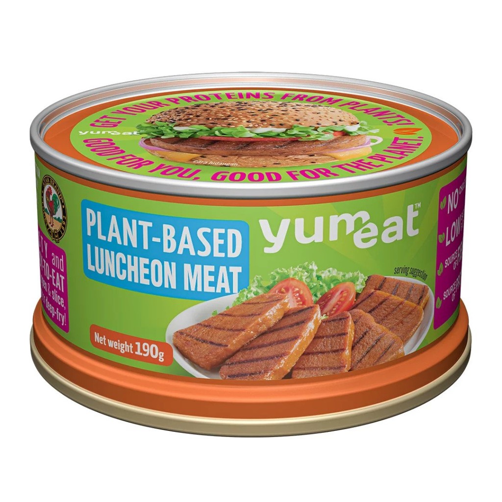 Yumeat新植物午餐肉展會優惠價$30/2罐/原味及辣味。（興法有限公司, G16）