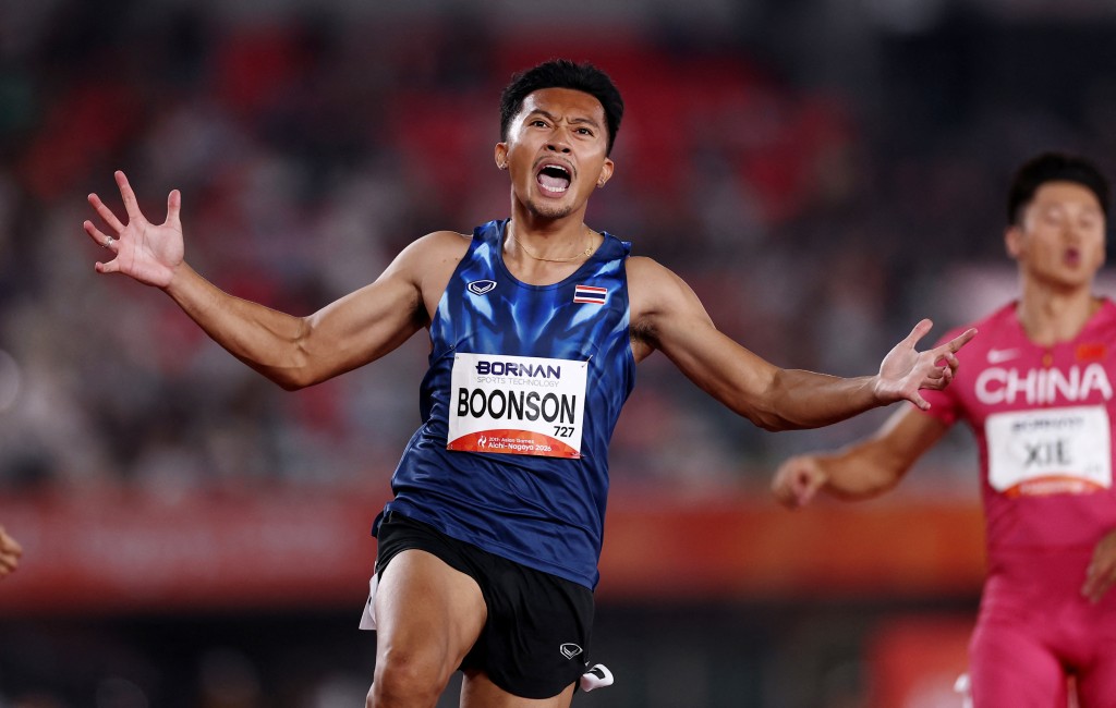 泰國20歲小將邦頌一日兩破男子100米亞運紀錄。路透社