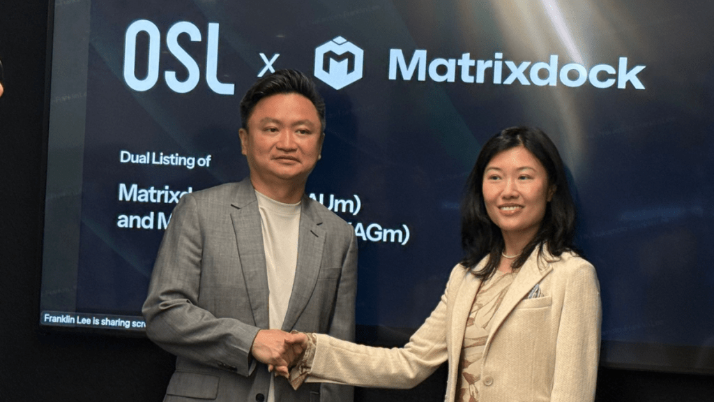 从右至左：BIT集團創始合夥人及首席商務官Cynthia Wu；OSL集團首席商務官Eugene Cheung