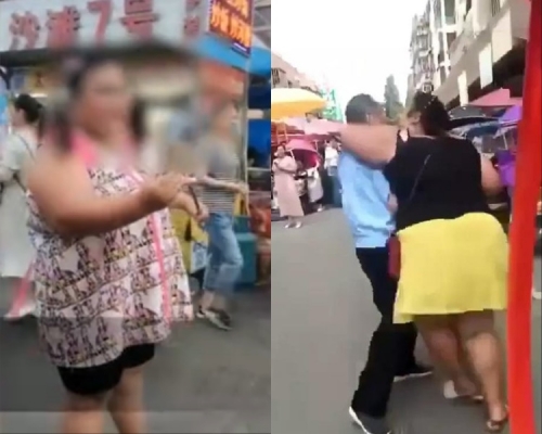 女子在看到陌生男子後，隨即主動上前摟腰索吻。網圖