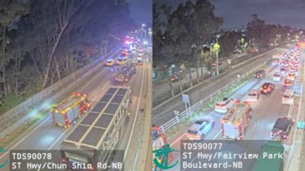 新田公路2私家車1的士相撞 至少8傷