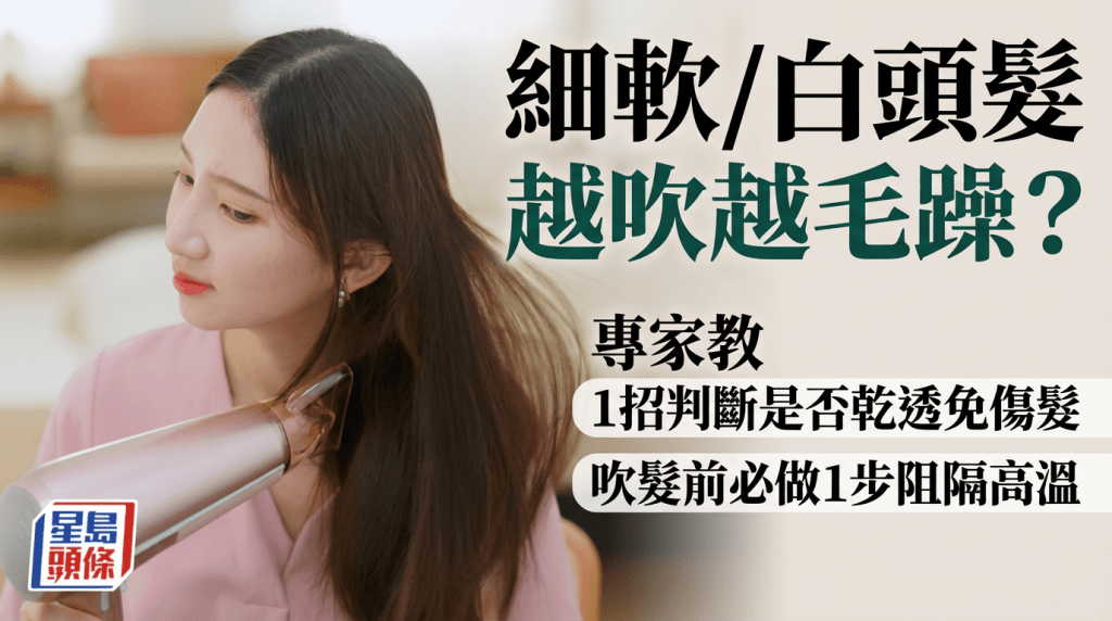细软/白头发越吹越毛躁？专家教1招判断是否干透免伤发 吹发前必做1步阻隔高温