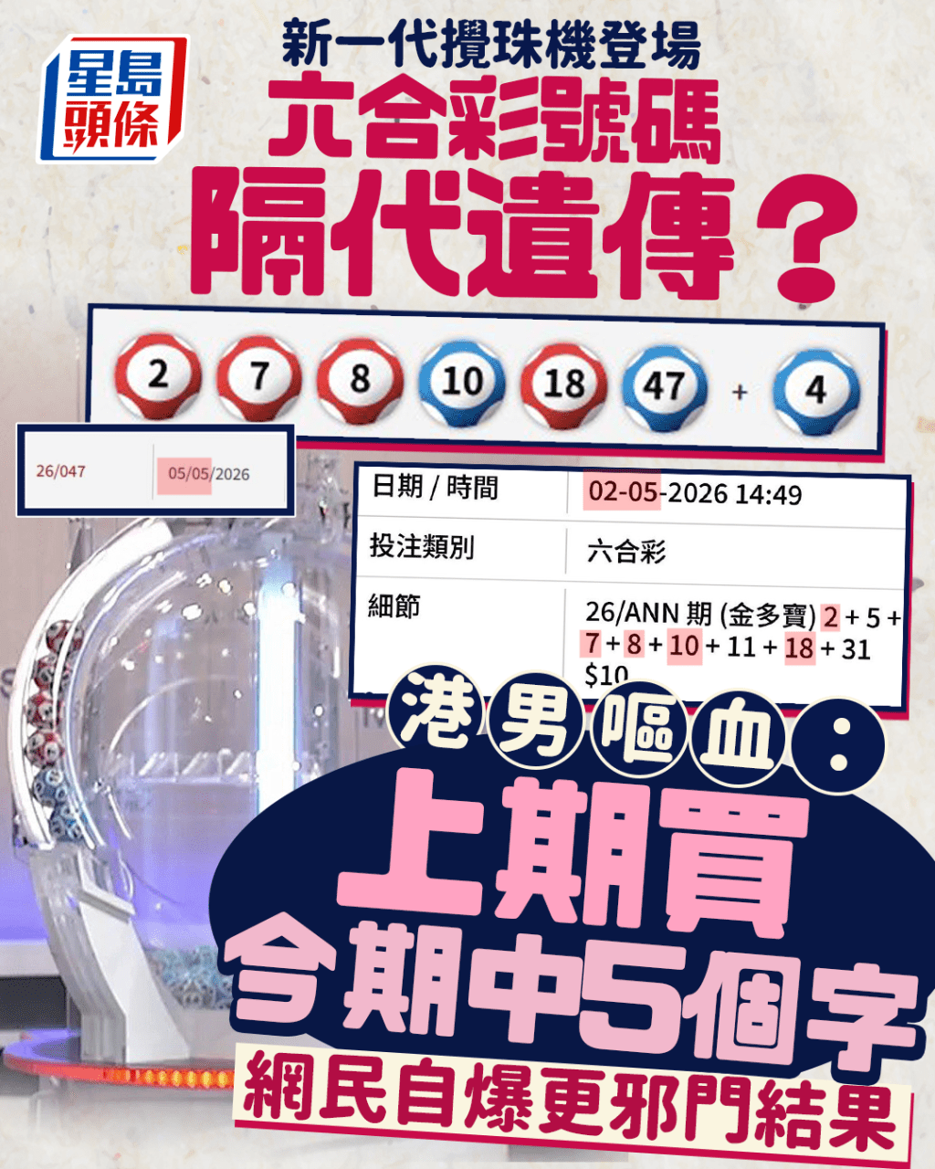 六合彩號碼隔代遺傳？ 港男嘔血：上期買今期中5個字 網民自爆更邪門結果｜Juicy叮