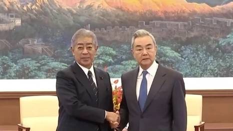 外長王毅北京會晤日本前外相岩屋毅。鳳凰衛視