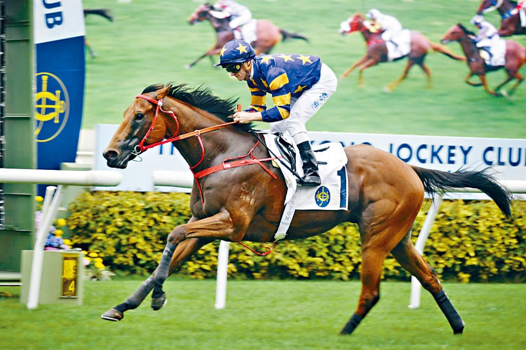 潘頓昨日三W兼做騎師王，其中「金馳」在他胯下奪得香港賽馬會社群盃。