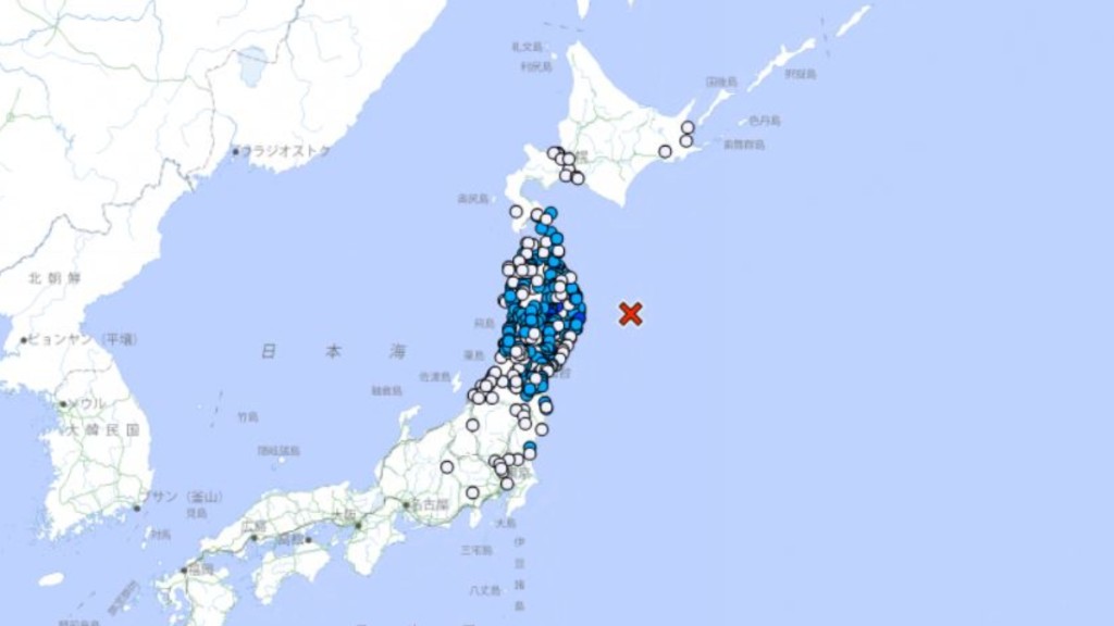 周一下午，日本東北地區海域發生6.2級地震。日本氣象廳