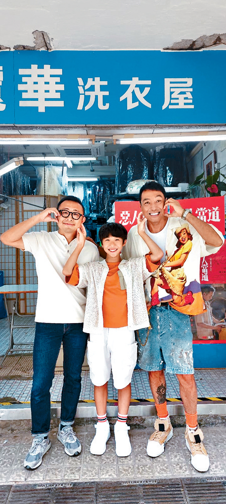 姜皓文(右)、導演關文軒(左)與小演員天樂齊宣傳電影《惡人當道》。