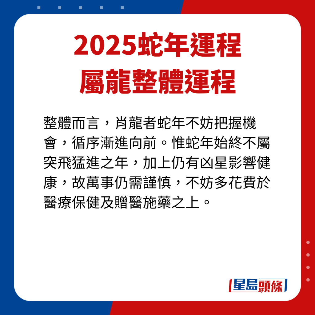 屬龍藝人整體運程。