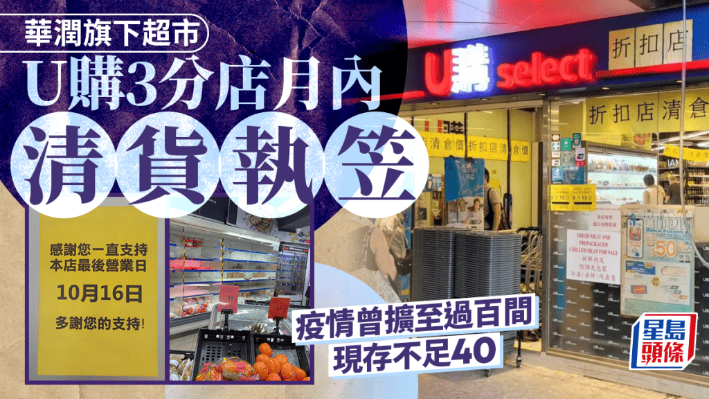 結業潮｜U購3分店月內清貨結業 剩不足40間