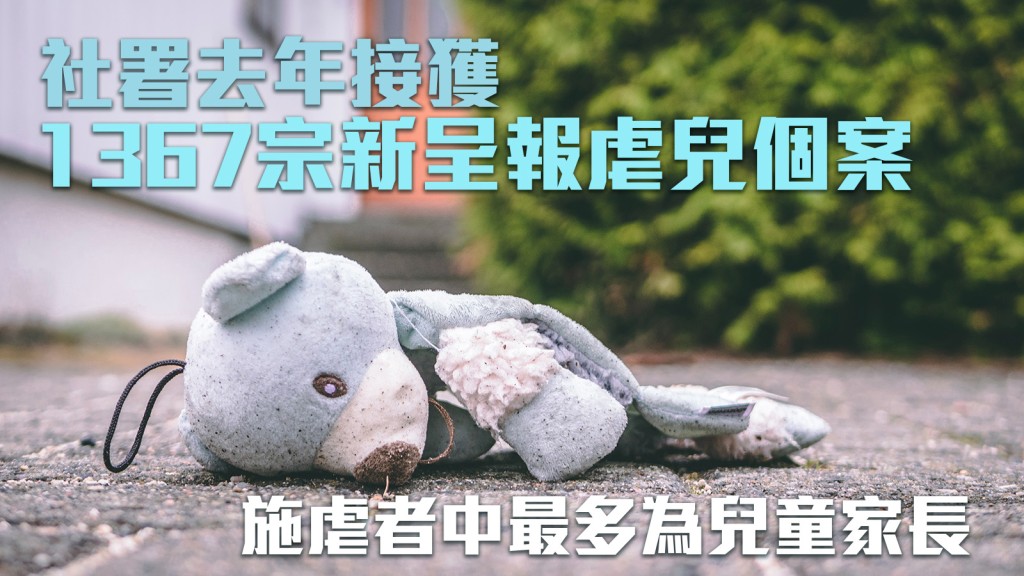 社署去年共接獲1,367宗新呈報的虐兒個案,按年增加45.4%。unsplash圖片