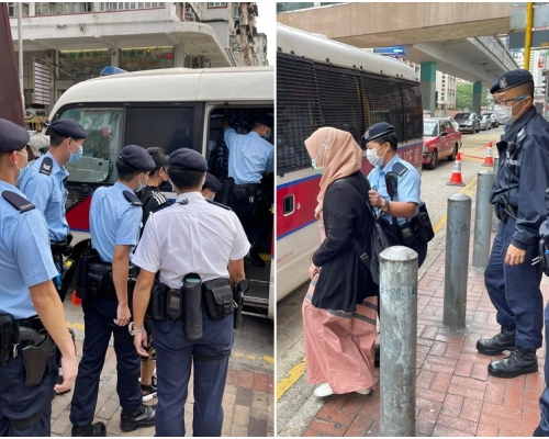 政府昨日跨部門在西九龍區進行反非法勞工聯合行動，拘捕20人。警方圖片
