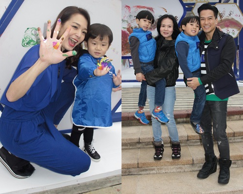 「长脚蟹」吕慧仪、区永权分别带同儿子出席亲子活动。
