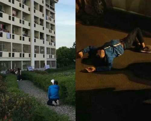 20歲癡情男子日前到前女友的宿舍前,跪求復合被拒。