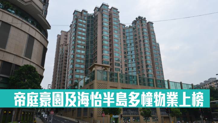 帝庭豪園及海怡半島多幢物業上榜