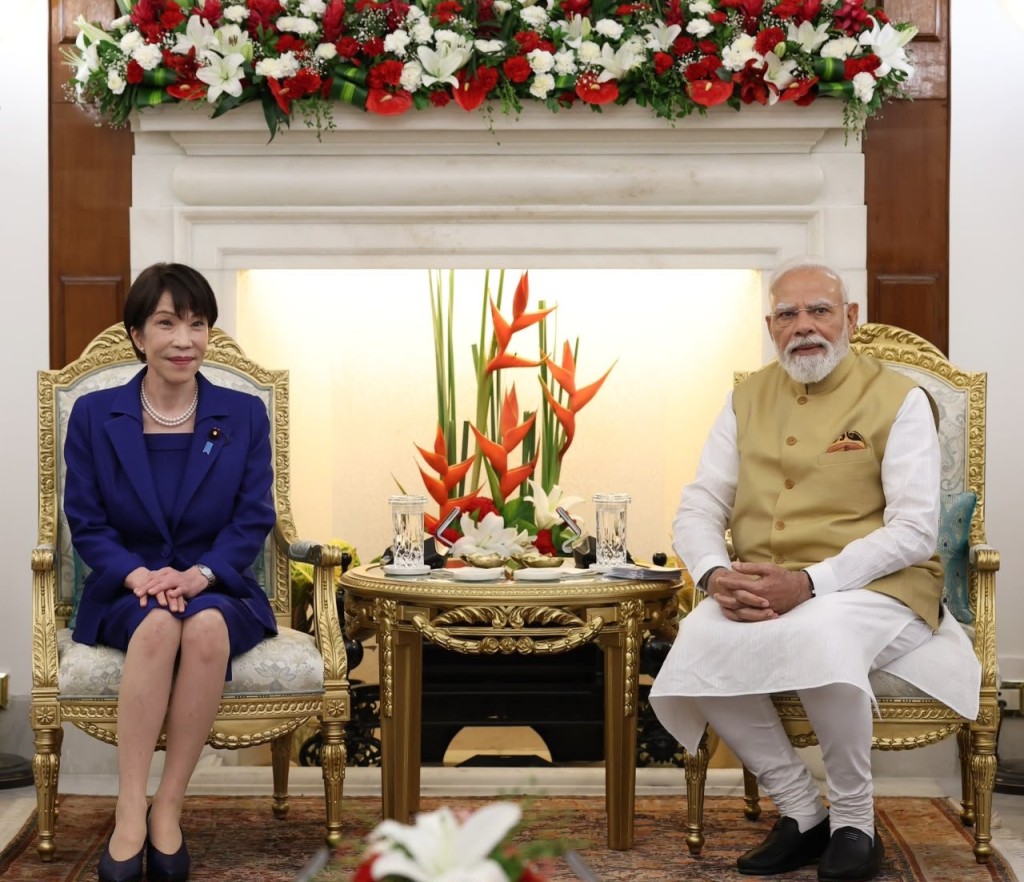 高市早苗展開上任首相後第一次訪印行程。narendramodi@X 高市早苗展開上任首相後第一次訪印行程。narendramodi@X