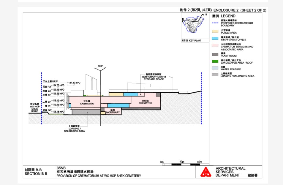 設施包括10個全新火化爐、6個儀式禮堂等。立法會文件 設施包括10個全新火化爐、6個儀式禮堂等。立法會文件