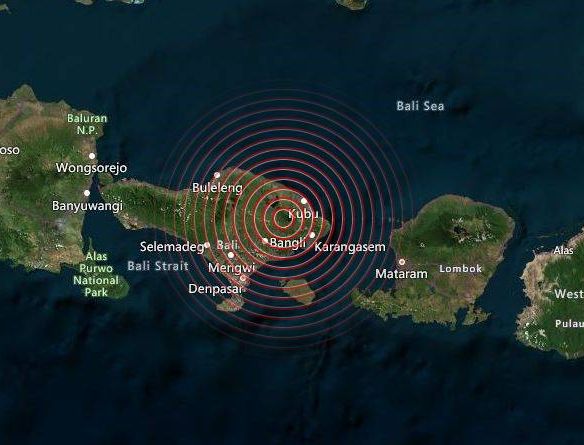 峇里島清晨發生黎克特制4.8級地震。網圖