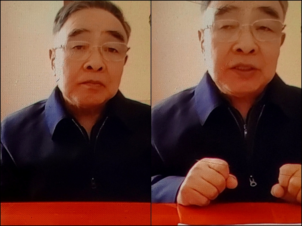 內地抗疫專家張伯禮院士接受本網視像專訪，表示香港社會只要堅定「動態清零」的信心和意志， 完善相關政策，定能戰勝疫情。 視像會議截圖