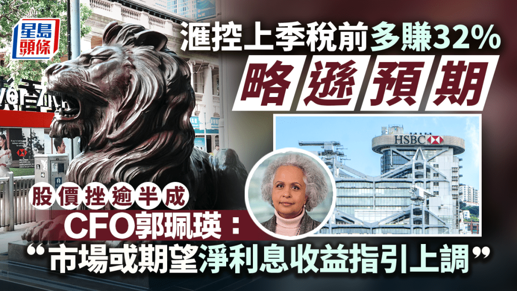 汇控上季税前多赚32%略逊预期 股价挫逾半成 CFO：市场或期望净利息收益指引上调