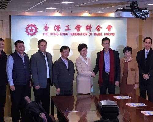 林郑月娥下午与工联会见面，争取支持。