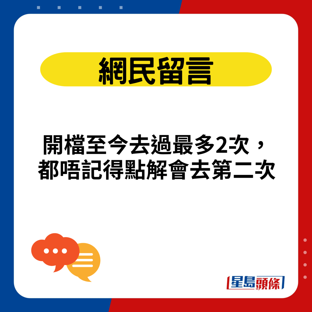 開檔至今去過最多2次，都唔記得點解會去第二次