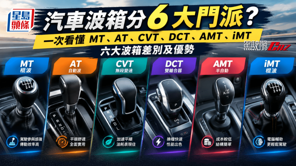 別再被MT、AT、CVT、DCT、AMT、iMT波箱縮寫弄得一頭煙，今日將深入淺出拆解6大汽車波箱差別及優勢。
