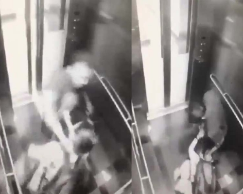 馬來西亞一名男子尾隨單身婦女進入電梯，拳打腳踢，持續了40秒，最終將錢包搶走。（網圖）