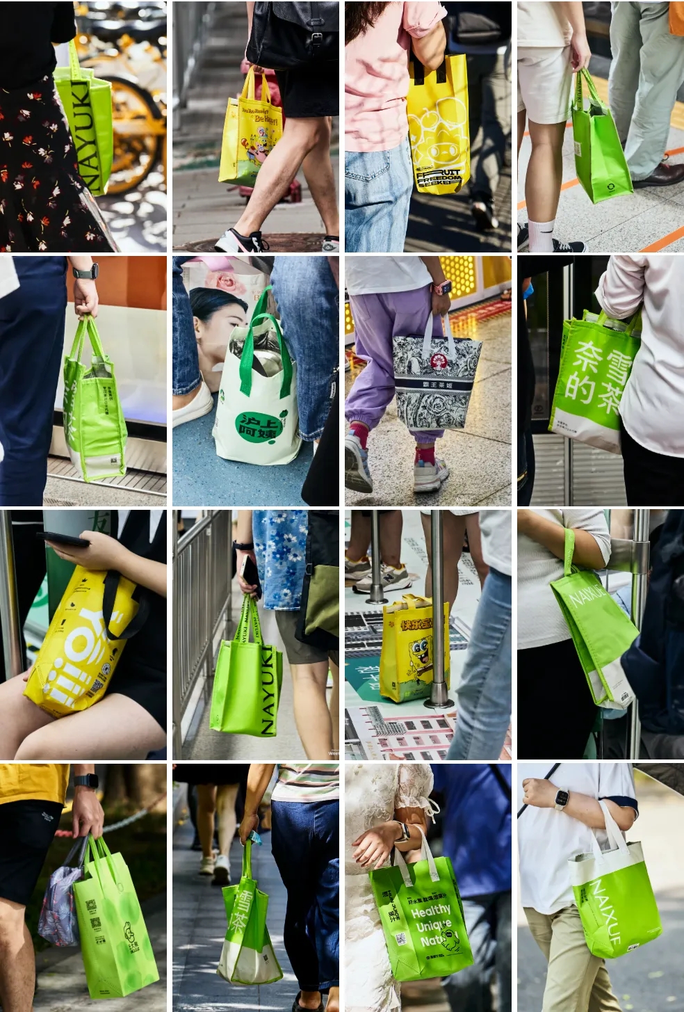 各大连锁茶饮品牌包装袋，被戏称为“深圳市包”。