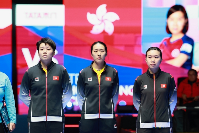 港乒队参加世锦赛，力争奥运资格，杜凯琹(左起)、朱成竹、李皓晴。 乒总图片