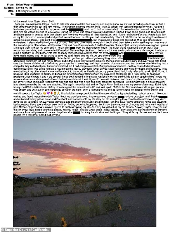 狂迷Brian Jason Wagner去年多次到Taylor寓所，又曾發電郵要求與她見面。